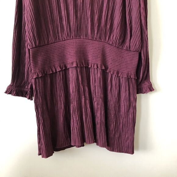 CHELSEA28 Smock Waist Pleated Wine Dress - Picture 7 of 9